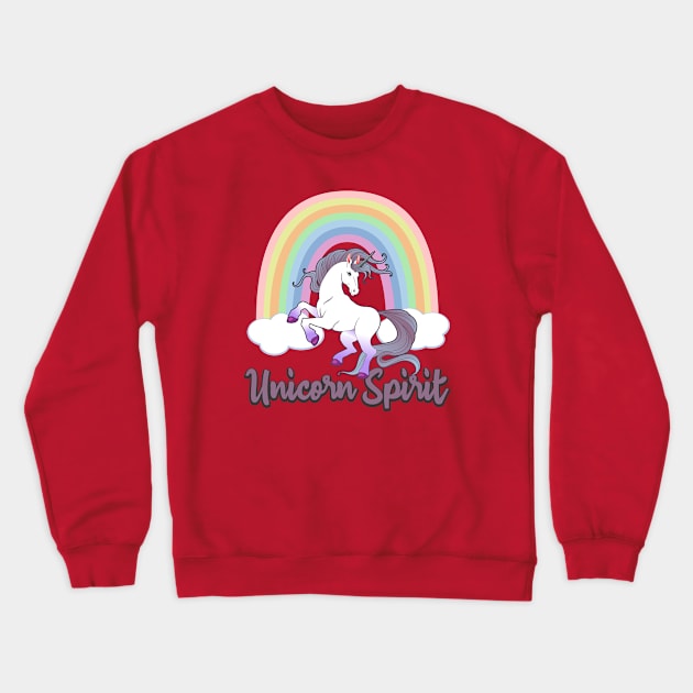 Unicorn Spirit Animal With Rainbow Crewneck Sweatshirt by RongWay